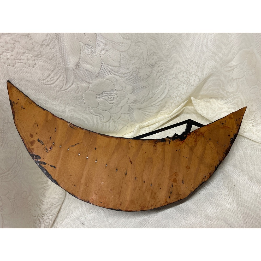 Vintage 1950s Folk Art Wood Moon Stairway to Heaven Crescent Trinket Wall Shelf - Picture 5 of 8
